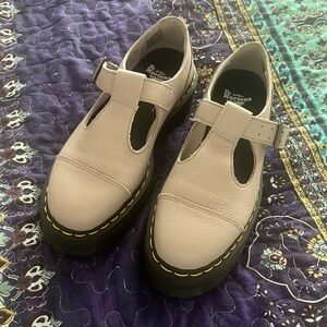 Dr Martens Bethan Pisa Leather Platform Mary Jane Shoes Vintage Taupe Sz. 9